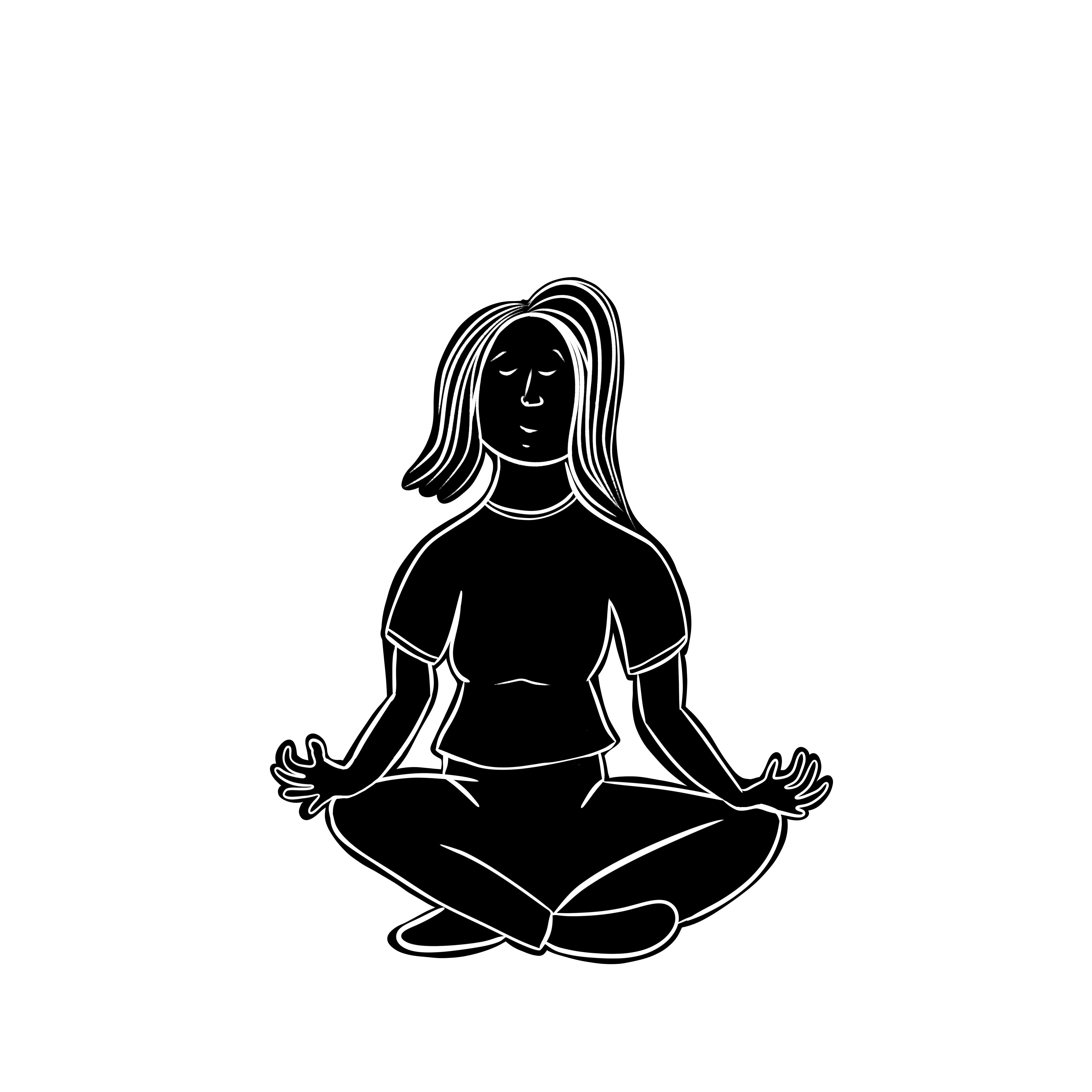Someone in a meditative pose having acheived a serene, peaceful state of mind.
